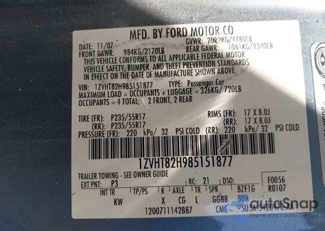 2008 Ford Mustang Gt Deluxe/Gt Premium z USA, uszkodzony, nr VIN 1ZVHT82H985151877